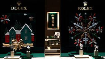 Rolex watches are seen in a shop decorated for Christmas in central Brussels, Belgium, December 7, 2023. File Image/Reuters
