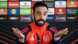 Manchester United manager Ruben Amorim speaks to reporters in Manchester. Image: AP