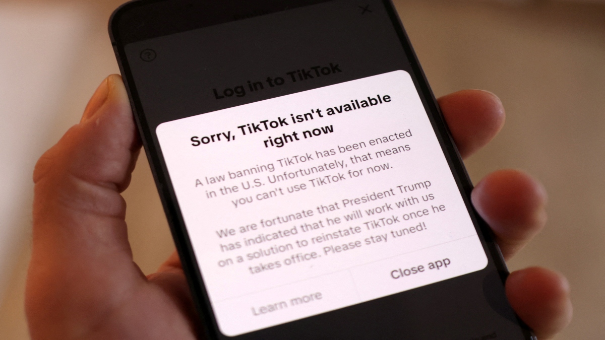 TikTok app with the message "Sorry, TikTok isn't available right now" are seen in this illustration taken, on January 19, 2025. Reuters File TikTok app with the message "Sorry, TikTok isn't available right now" are seen in this illustration taken, on January 19, 2025. Reuters File