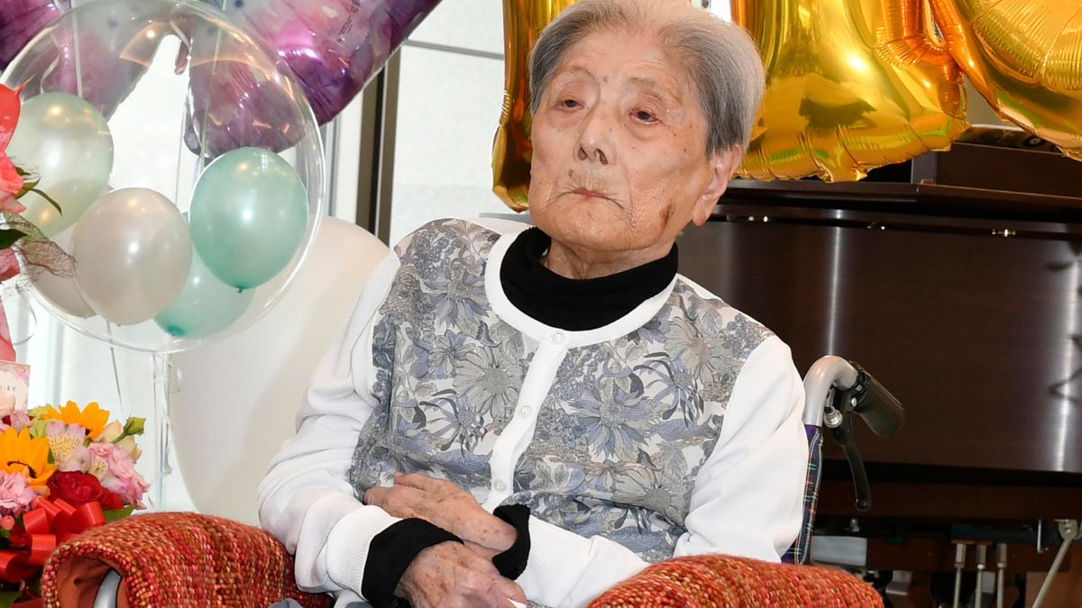 FILE - This photo provided by Ashiya City shows Tomiko Itooka, being celebrated for her 116th birthday at the nursing home she lives in Ashiya, western Japan, on May 23, 2024. AP FILE - This photo provided by Ashiya City shows Tomiko Itooka, being celebrated for her 116th birthday at the nursing home she lives in Ashiya, western Japan, on May 23, 2024. AP