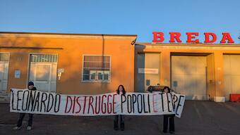 Activists from Extinction Rebellion protest in Brescia on Monday. X/@XrItaly