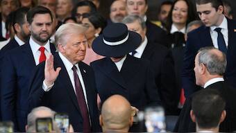 Donald Trump is sworn in as the 47th US President in the US Capitol Rotunda in Washington, DC, on January 20, 2025. Reuters