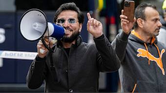 FILE - Salwan Momika speaks in Malmö, Sweden, Sept. 30, 2023. AP