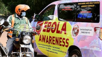 An anti-Ebola advocacy van drives along Kyadondo road amid the Ebola outbreak and alert in Kampala, Uganda October 27, 2022. REUTERS