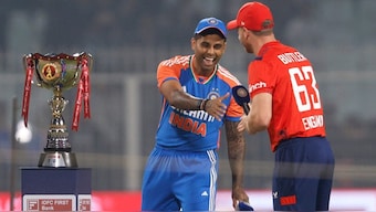 Suryakumar Yadav and Jos Buttler at the toss. Image: Reuters