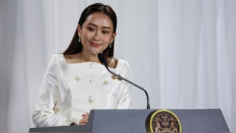 Thailand's Prime Minister Paetongtarn Shinawatra at a press conference at the Pheu Thai party headquarters in Bangkok, Thailand. Reuters/File Photo
