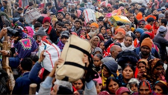 Devotees gather at the ‘Maha Kumbh Mela’ on the day they take a holy dip at Sangam, in Prayagraj. Reuters
