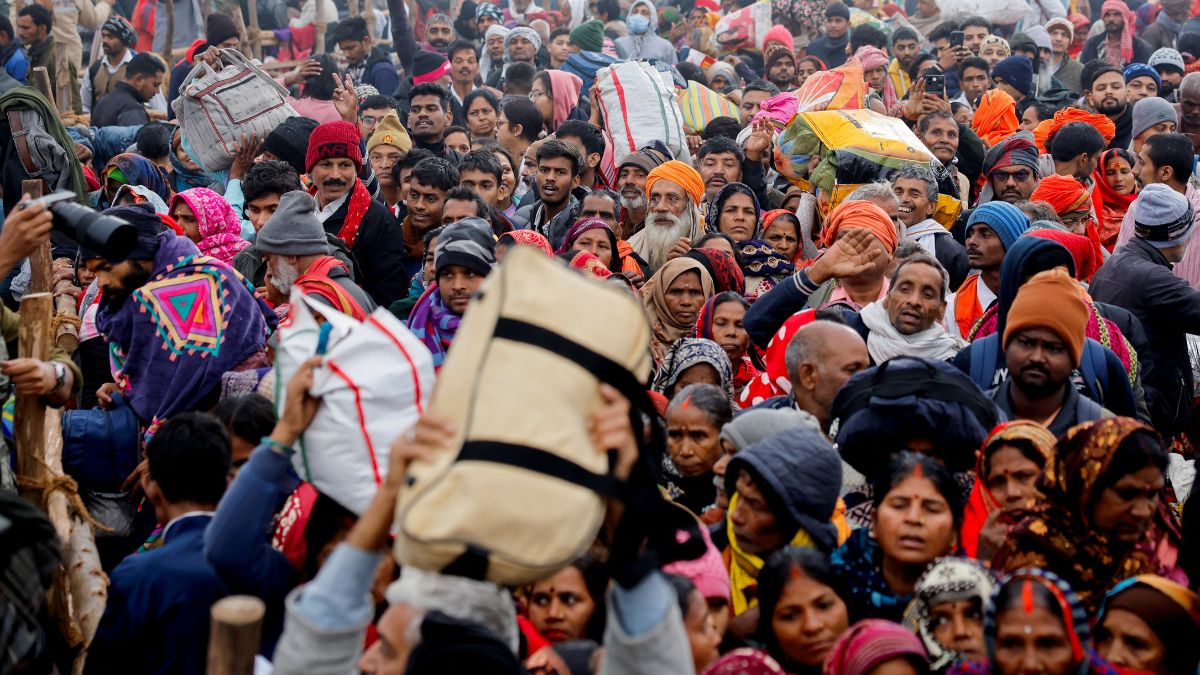 Devotees gather at the ‘Maha Kumbh Mela’ on the day they take a holy dip at Sangam, in Prayagraj. Reuters Devotees gather at the ‘Maha Kumbh Mela’ on the day they take a holy dip at Sangam, in Prayagraj. Reuters