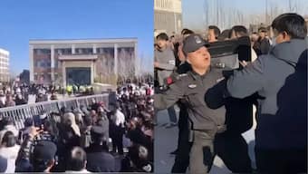 Thousands of angry residents gathered outside the school and clashed with police. Image courtesy: X/@whyyoutouzhele
