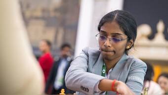 R Vaishali won a bronze medal at the FIDE Blitz Championship in New York. Image: X / @FIDE_chess