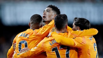 Valencia lost to Real Madrid despite the La Liga leaders losing Vinicius Junior to a red card. Image: Reuters