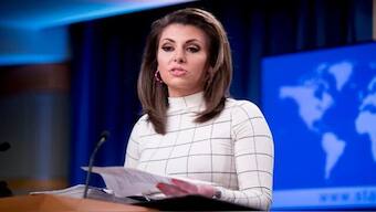 US State Department spokesperson Morgan Ortagus speaks at a news conference at the State Department in Washington, June 17, 2019. File Image; AP