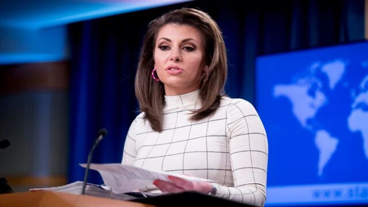 US State Department spokesperson Morgan Ortagus speaks at a news conference at the State Department in Washington, June 17, 2019. File Image; AP US State Department spokesperson Morgan Ortagus speaks at a news conference at the State Department in Washington, June 17, 2019. File Image; AP