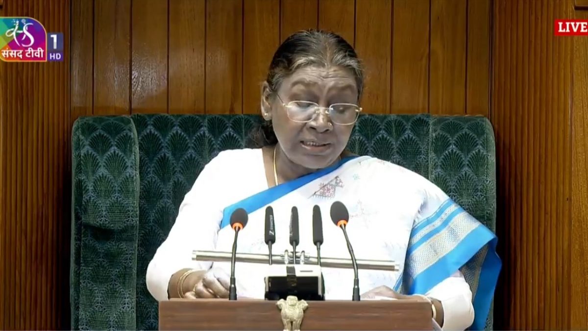 President Droupadi Murmu addresses joint session of the Indian parliament. X - @rashtrapatibhavan President Droupadi Murmu addresses joint session of the Indian parliament. X - @rashtrapatibhavan