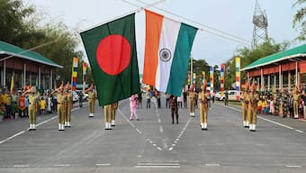 The national flags of Bangladesh and India.
File image/PTI