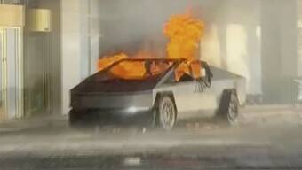 The Tesla Cybertruck that exploded outside President-elect Donald Trump's Las Vegas hotel early Wednesday. AP