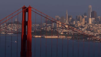 The Golden Gate Bridge stands in front of the San Francisco skyline in Sausalito, California. A new initiative to place a measure on the ballot that would ask Californian voters to approve the state's secession from the US has been greenlit for signature gathering. AFP  