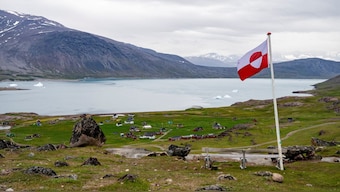 Greenland's flag flies in the Igaliku settlement, on July 5, 2024. In recent weeks, Donald Trump has said time and again that he wants to acquire Greenland, the world's largest island. Reuters