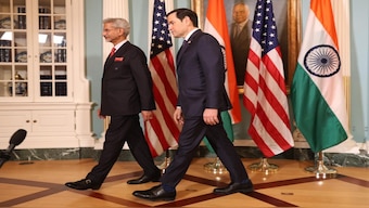 India's External Affairs Minister S Jaishankar with US Secretary of State Marco Rubio in Washington, The meet with Jaishankar was Rubio's first as secretary of state. Image Courtesy: @DrSJaishankar/X