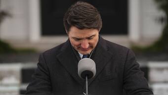 Canada Prime Minister Justin Trudeau announces his resignation as Liberal leader and prime minister outside Rideau Cottage in Ottawa on Monday on Jan. 6, 2025.  AP