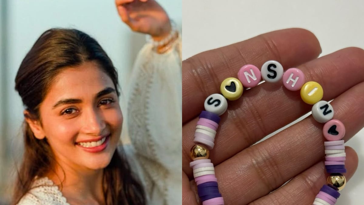 Pooja Hegde Receives a Vibrant 'Sunshine' Bracelet From an Adorable Young Fan At An Event