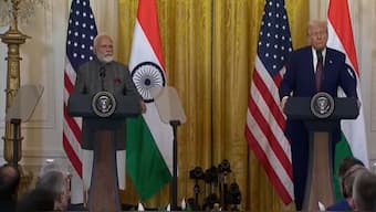 Prime Minister Narendra Modi holds joint press confrence with US President Donald Trump. Screengrab