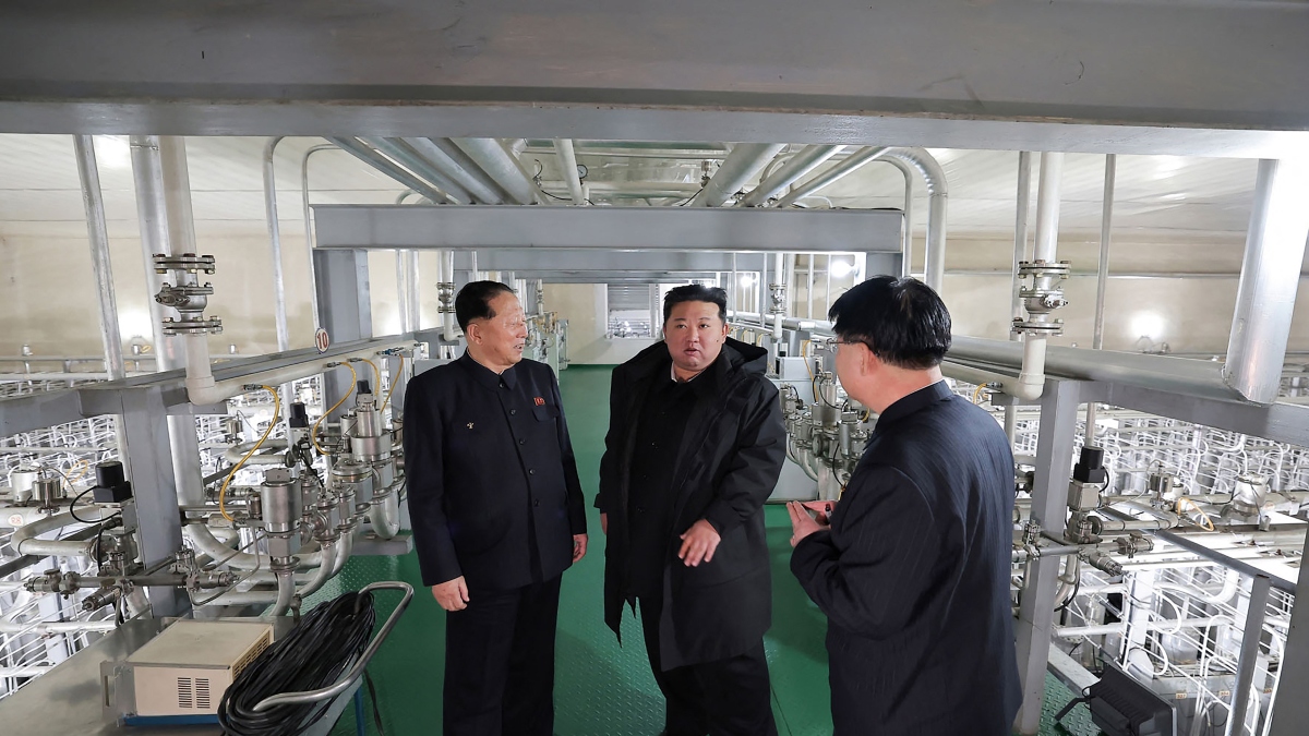 This undated picture released from North Korea's official Korean Central News Agency (KCNA) via KNS on January 29, 2025 shows North Korea's leader Kim Jong Un (C) inspecting a nuclear material production site and nuclear weapons laboratory, at an unknown location in North Korea. AFP This undated picture released from North Korea's official Korean Central News Agency (KCNA) via KNS on January 29, 2025 shows North Korea's leader Kim Jong Un (C) inspecting a nuclear material production site and nuclear weapons laboratory, at an unknown location in North Korea. AFP