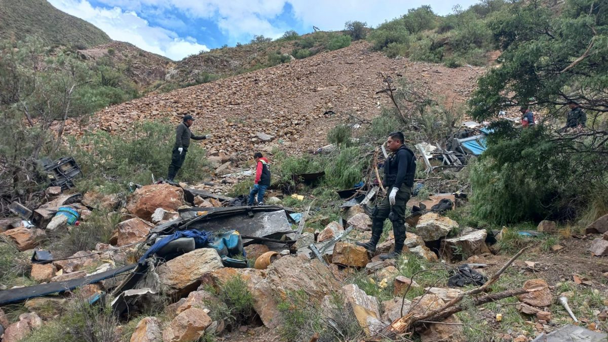 This handout picture released by the Bolivian Police shows police officers searching for survivors in the wreckage of a passenger bus that fell into an abyss near the town of Yocalla, between Potosi and Oruro, Bolivia, on February 17, 2025. AFP This handout picture released by the Bolivian Police shows police officers searching for survivors in the wreckage of a passenger bus that fell into an abyss near the town of Yocalla, between Potosi and Oruro, Bolivia, on February 17, 2025. AFP