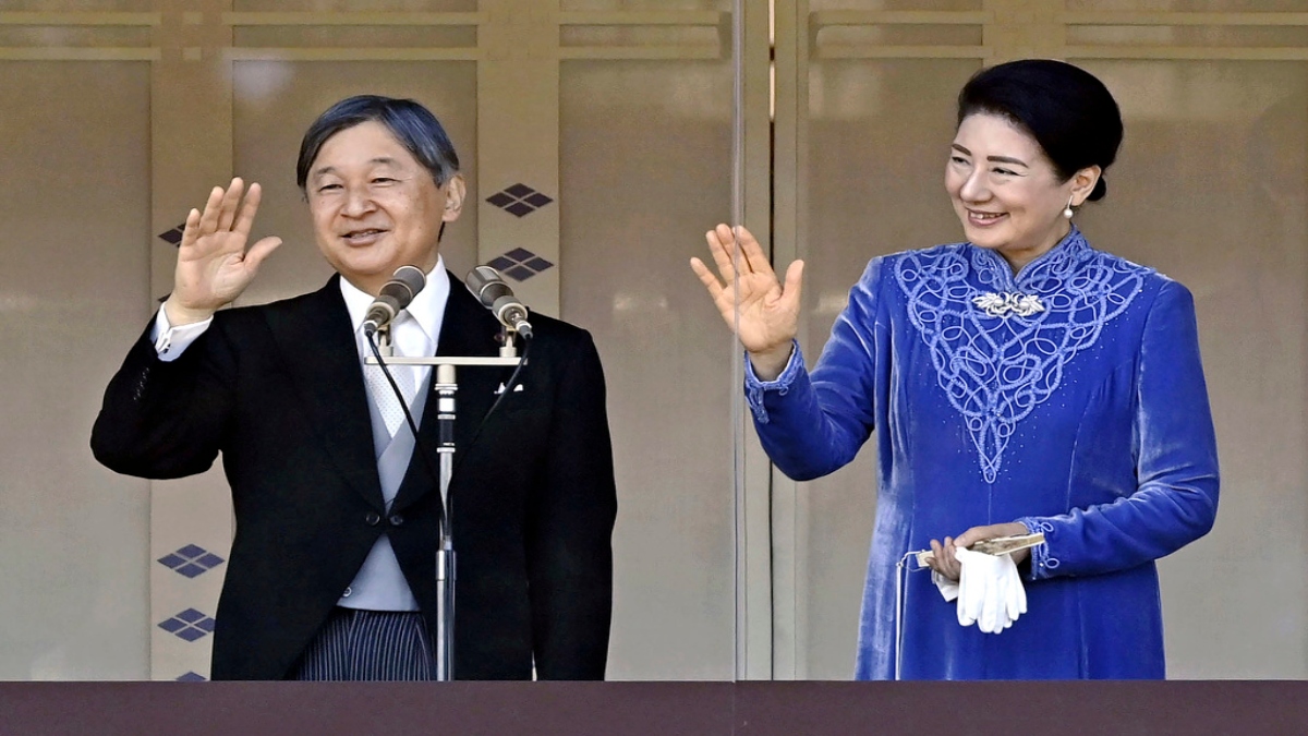 Japanese Emperor Naruhito, left, accompanied by Empress Masako, right, waves to well-wishers from the balcony of the Imperial Palace in Tokyo on his 65th birthday, Sunday, Feb. 23, 2025. AP Japanese Emperor Naruhito, left, accompanied by Empress Masako, right, waves to well-wishers from the balcony of the Imperial Palace in Tokyo on his 65th birthday, Sunday, Feb. 23, 2025. AP