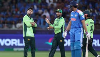 Abrar Ahmed gives Shubman Gill a send-off after dismissing the opening batter for 44 during the Champions Trophy Group A match between India and Pakistan. Reuters