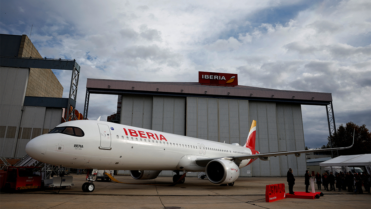 (File) Marco Sansavini, president of Iberia Airlines, speaks next to crew members and pilots during a media presentation to unveil Iberia's Airbus A321XLR jet in Madrid, Spain, November 13, 2024. Reuters (File) Marco Sansavini, president of Iberia Airlines, speaks next to crew members and pilots during a media presentation to unveil Iberia's Airbus A321XLR jet in Madrid, Spain, November 13, 2024. Reuters