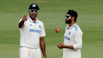Ravichandran Ashwin and Ravindra Jadeja during a Test match between India and England in Hyderabad last year. Reuters 