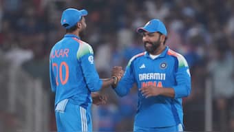 Rohit Sharma says he might take Axar Patel out for dinner after India's victory over Bangladesh in their Champions Trophy Group A match in Dubai. AP