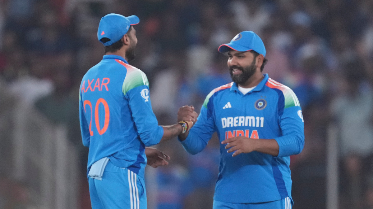 Rohit Sharma and Axar Patel during CT 2025 match against Bangladesh. Image: AP Rohit Sharma and Axar Patel during CT 2025 match against Bangladesh. Image: AP