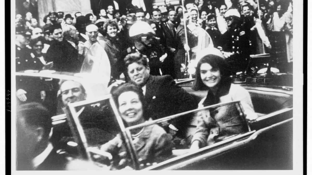 Former US President John F. Kennedy (C), first lady Jacqueline Kennedy (R) and Texas Governor John Connally (L) and his wife are pictured riding in the presidential motorcade moments before Kennedy was shot in Dallas, Texas, in this handout image taken on November 22, 1963. File Image/Reuters