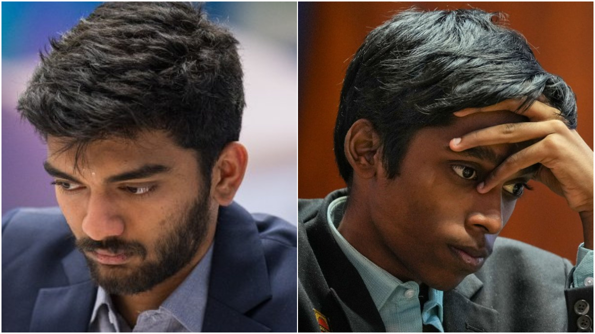 Indian Grandmasters D Gukesh and R Praggnanandhaa currently share the lead in the 2025 Tata Steel Chess tournament with one round to go. Image credit: Tata Steel Chess/PTI Indian Grandmasters D Gukesh and R Praggnanandhaa currently share the lead in the 2025 Tata Steel Chess tournament with one round to go. Image credit: Tata Steel Chess/PTI