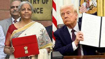 Finance Minister Nirmala Sitharaman (L) and US President Donald Trump (R). PTI / AP