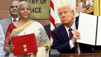 Finance Minister Nirmala Sitharaman (L) and US President Donald Trump (R). PTI / AP