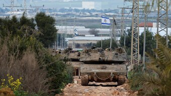 Israeli tanks operate during an Israeli operation in Jenin, in the Israeli-occupied West Bank, February 23, 2025. File Image/Reuters