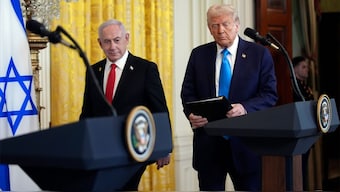 President Donald Trump and Israel's Prime Minister Benjamin Netanyahu arrive for a news conference in the East Room of the White House, Tuesday, Feb. 4, 2025, in Washington. AP