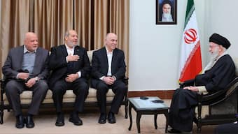 Iran's Supreme Leader Ayatollah Ali Khamenei meets with the head of the Political Council of Hamas, Mohammed Ismail Darwish and senior officials of Hamas, in Tehran, Iran, February 8, 2025. (Photo: Reuters)