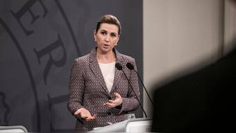 Denmark's Prime Minister Mette Frederiksen speaks during a press conference at Christiansborg in Copenhagen. (Photo: AP)