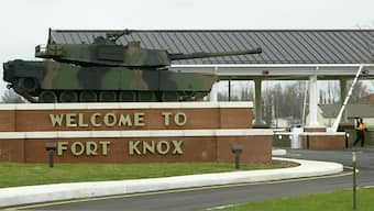 The gate to the US Army Armour Centre in Fort Knox, Kentucky is seen April 7, 2005. File Image/Reuters