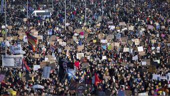 As many as 100,000 people showed up to the protests spread across 150 cities in Germany. File image/AP
