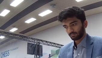 D Gukesh played out a draw against Jorden van Foreest in round 12 of the Tata Stee Chess tournament. Image: X screengrab / chess24com