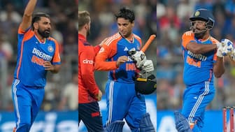 Abhishek Sharma's player of the match performance propelled India to a 4-1 win over England in T20Is. Images: AP