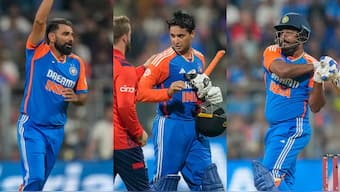 Abhishek Sharma's player of the match performance propelled India to a 4-1 win over England in T20Is. Images: AP