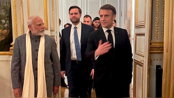 Prime Minister Narendra Modi with President of France Emmanuel Macron and US Vice President JD Vance in Paris. Image courtesy @PMOIndia