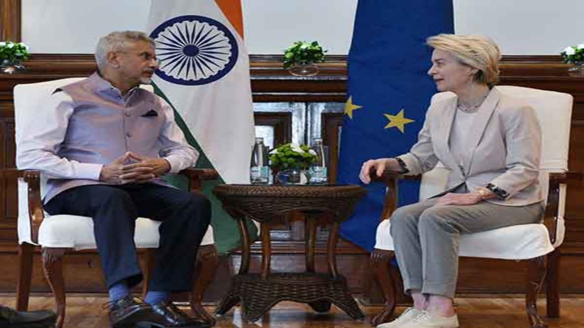 External Affairs Minister S Jaishankar with European Commission chief Ursula von der Leyen in New Delhi on Thursday. ANI External Affairs Minister S Jaishankar with European Commission chief Ursula von der Leyen in New Delhi on Thursday. ANI