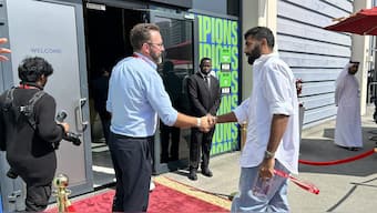 Jasprit Bumrah will be watching India play Pakistan in Dubai. Image: Sanjana Ganesan on X
